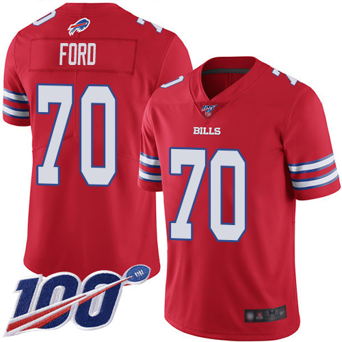 Men Buffalo Bills #70 Cody Ford Limited Red Rush Vapor Untouchable 100th Season NFL Jersey